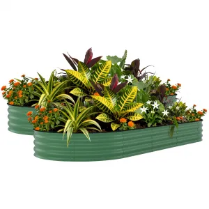 2 Pack 8' X 4' X 1.5' Rust-Resistant Galvanized Steel Raised Garden Beds – Outdoor Metal Planter Boxes, Durable, Easy Assembly, Ergonomic, for Vegetables, Flowers & Herbs – Green,Upgraded with Anti-Cutting Strips