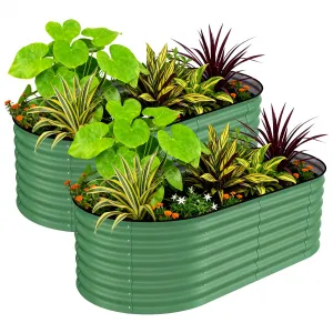 2 Pack 6' X 3' X2' Rust-Resistant Galvanized Steel Raised Garden Beds – Durable Outdoor Planter Boxes, Ergonomic, Easy Assembly, for Vegetables, Flowers & Herbs – Green, Upgraded with Anti-Cutting Strips