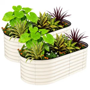 2 Pack 6' X 3' X 2' Rust-Resistant Galvanized Raised Garden Beds – Tall Metal Planter Boxes, Durable, Safe Edge, Easy Assembly, for Vegetables, Flowers & Herbs – Beige, Upgraded with Anti-Cut Strips