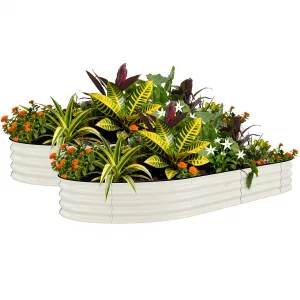 2 Pack 10' X 4' X 1.5' Rust-Resistant Galvanized Steel Raised Garden Beds – Large Planter Boxes, Durable, Ergonomic, Easy Assembly, for Vegetables, Flowers & Herbs – Beige, Upgraded with Anti-Cut Strips