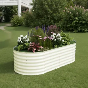 6' X 3' X2' Raised Garden Bed Galvanized Steel, Rust-Resistant, Easy Assembly Outdoor Planter for Vegetables & Flowers, Beige