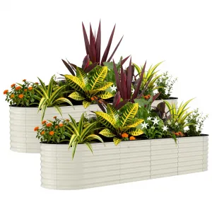 2 Pack 8' X 4' X 1.5' Rust-Resistant Galvanized Raised Garden Beds – Metal Planter Boxes, Durable, Easy Assembly, Ergonomic Tall Design, for Vegetables, Flowers & Herbs – Beige, Upgraded with Anti-Cut Strips