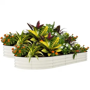 2 Pack 8' X 4' X 1.5' Rust-Resistant Galvanized Steel Raised Garden Beds – Large Outdoor Planter Box, Durable, Easy Assembly, for Vegetables, Flowers & Herbs – Beige, Upgraded with Anti-Cut Strips