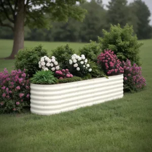 8' X 2' X 1.5' Galvanized Steel Raised Garden Beds 2-Pack, Oval Beige Planter Boxes, Rust-Resistant, Open-Base Drainage, Easy Assembly, Weather-Resistant - For Vegetables, Flowers, Herbs - Beige