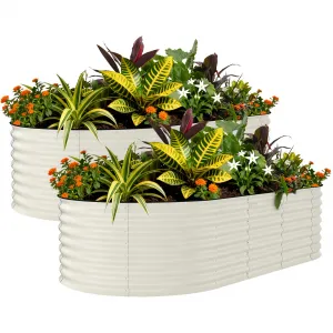 2 Pack 8' X 4' X 2' Galvanized Raised Garden Beds, Large Metal Planter Boxes for Vegetables & Flowers, Rust-Resistant Outdoor Garden Bed, Easy Assembly, Beige