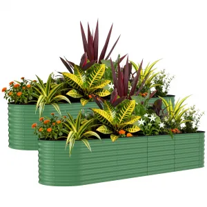 2 Pack 8' X 4' X 2' Rust-Resistant Galvanized Raised Garden Beds – Metal Planter Boxes, Durable, Easy Assembly, for Outdoor Vegetables & Flowers – Green, Upgraded with Anti-Cutting Strips