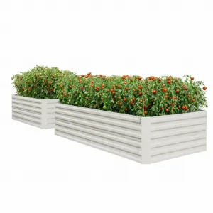 2 Pcs 8' X 4' X 2' Galvanized Metal Raised Garden Bed - Deep Root Planter for Vegetables, Flowers, and Herbs - Large Outdoor Planter Box Kit