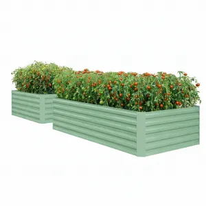 2 Pcs 8' X 4' X 2' Metal Raised Beds,Compost-Ready Open Base, 2ft Depth for Root Crops, Heavy-Duty Steel for Organic Farming,Green