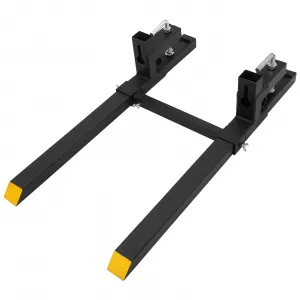 43" 2000lbs Clamp on Pallet Forks Heavy Duty Tractor Forks with Adjustable Stabilizer Bar Quick Attach Pallet Fork for Bucket Tractor Loader Skid Steer