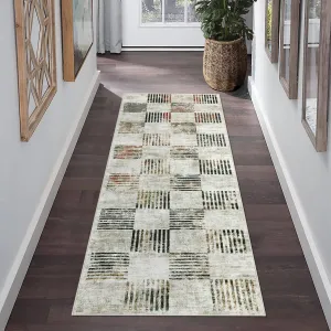 Modern Camouflage 2x6 Washable Runner Rug – Non-Slip, Stain-Resistant Checkered Geometric Rug for Entryway, Kitchen, Bathroom, Bedroom, Laundry, or Hallway