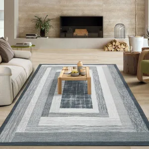 Washable Rugs 9x12 Rug for Living Room Modern Rug Non Slip Large Area Rug for Bedroom Soft Non Shedding Throw Rugs Stain Resistant Carpet forOffice Dining Room Nursery Grey 9'x12'