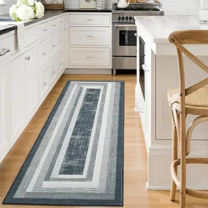Abstract Geometric Runner Rug 2x6 Machine Washable Runner Rug Non Slip Kitchen Rug Soft Easy-Cleaning Carpet Ultra-Thin Runner Rug for Dining Room Hallway Living Room BedRoom Office,Grey