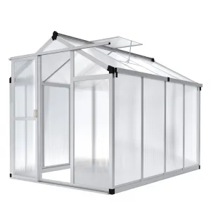 6x8 FT Aluminum Greenhouse with Polycarbonate Panels, Roof Vent, Heavy Duty Frame, UV Protection, Walk-in Design for Garden & Patio