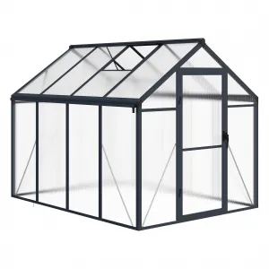 6x8 FT Polycarbonate Greenhouse Gazebo – Walk-In Outdoor Garden Structure – Robust Aluminum Frame – Upgraded Sliding Door, Adjustable Roof Vent, Lockable Handle – For Patio, Backyard, Lawn – 6x8 Sliding Door, Dark Gray (Upgraded Handle