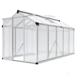 6'x10' Small Walk-in Greenhouse – Vented Roof, Adjustable Vent, Windproof Aluminum Frame, Lockable Door, Sliver