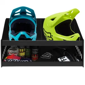Dual Aluminum Helmet Bay Shelf Holder for 2 Helmets, Gloves, Goggles - Durable, Lightweight, Pre-Drilled Mounting - Garage, Shop Storage