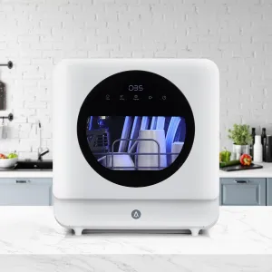 Compact Countertop Dishwasher, Double Transparent Window Portable Countertop Dishwashers with 2 Water Inlet Methods, 162℉High Temperature and Air Drying Function Dishwasher for Kitchens and RVs