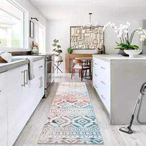 Boho Runner Rug Washable Vintage Low Pile Non Slip Indoor Entryway 2x6 Multi