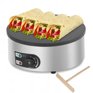 16" Commercial Electric Crepe Maker - 1500W Pancake Maker Griddle Nonstick Plate & Stainless Steel Round Base - Adjustable Temp Control 110V Electric Crepe Machine for Blintzes Eggs Bacon