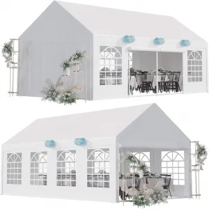 Heavy Duty Party Tent 13x26 Ft with Steel Frame, Waterproof Polyester Roof, Removable Sidewalls, Black Oxford Bags, Outdoor Events