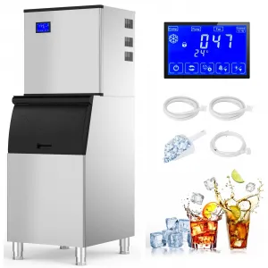 Commercial Ice Maker Machine 350Lbs/24H, Pro Compressor&ETL Approval, Industrial Ice Machine, 250Lbs Storage Bin, 700W Auto Self-Cleaning, Stainless Steel Ice Maker for Bar/Cafe/Restaurant/Business