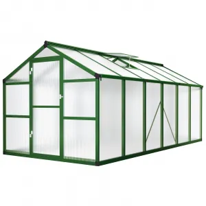 8x12 FT Aluminum Greenhouse with Polycarbonate Panels, Roof Vent, Walk-in Design, Heavy Duty Frame, UV Protection, Backyard & Patio Use