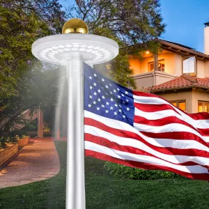 Solar Flag Pole Light, Flag Pole Light Solar Powered from Dusk to Dawn, 48 LED Super Bright Flag Pole Light Fits Most 20-25 FT Outdoor Flag Poles, 2-Mode Brightness, Auto On/Off