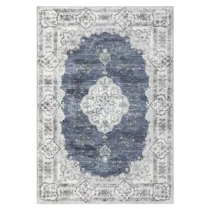 Living Room Rug 9x12 Area Rug Washable Vintage Area Rug for Bedroom Abstract Large Rug Distressed Non Slip Soft Throw Rugs Stain Resistant Carpet for Nursery Office Dining Room 9'x12' Blue