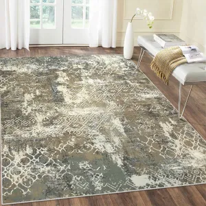 Large Rug 8x10 Machine Washable Area Rug Modern Rug Non Slip Soft Rug Living Room Rug Accent Throw Rugs for Dining Room, Camel/Green