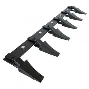 48" Bucket Tooth Bar for Tractor Loader, Heavy-Duty Alloy Steel with Replaceable Teeth, Bolt-On Design for Bucket Protection and Soil Excavation, Black