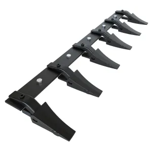 60" Bucket Tooth Bar, Heavy Duty Alloy Steel Construction, 6 Replaceable Teeth Excavator Attachment, Universal Fit Tractor Loader with Rust-Resistant Coating, Black