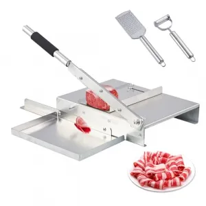 Manual Frozen Meat Slicer, 8'' Stainless Steel Meat Cutter, Beef Mutton Roll for Hot Pot Kbbq Food Slicer Slicing Machine for Home Cooking of Hot Pot Shabu Shabu Bbq
