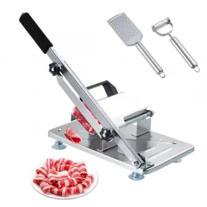Manual Frozen Meat Slicer with 2 9-Inch Stainless Steel Meat Cutter, Beef Mutton Roll for Hot Pot Kbbq Food Slicer Slicing Machine for Home Cooking of Hot Pot Shabu Shabu Bbq