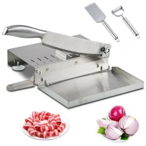 Manual Frozen Meat Slicer, 14'' Stainless Steel Meat Cutter, Beef Mutton Roll for Hot Pot Kbbq Food Slicer Slicing Machine for Home Cooking of Hot Pot Shabu Shabu Bbq