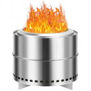20" Portable Smokeless Wood Burning Firepit with Stand Stainless Steel Bonfire Fire Pit for Camping & Picnic, Carry Bag, Split Structure