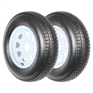 ST205/75D15 Trailer Tires (2 Pack), 6PR Load Range C, 5 Lug 4.5", 15" Rim, Fuel-saving Bias Ply, Max Load 1820 LBS for Travel, Cargo, Boat, Utility Trailers