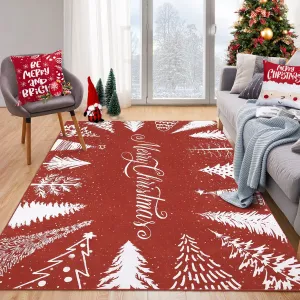 Christmas Washable Rug 8x10 Rug for Living Room Non Slip Soft Non Shedding Throw Rugs Large Area Rug for Bedroom Decor Stain Resistant Carpet for Dining Room Red 8'x10'
