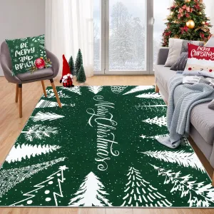 Christmas Rug Washable Area Rugs 5x7 Rug for Living Room Non Slip Soft Non Shedding Throw Rugs Stain Resistant Room Decor Carpet for Dining Room Green 5'x7'