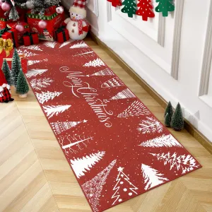 Christmas Rug Runner Rug 2x6 Washable Rug Non Slip Kitchen Rugs Bedroom Decor Soft Throw Rugs Stain Resistant Carpet for Bedroom Laundry Hallway Runner Red 2'x6'