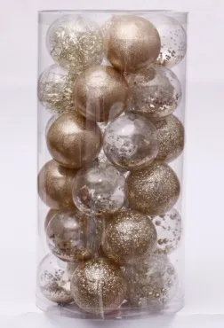 30 Pcs Christmas Ball Ornaments, 2.36 Inch/6 Cm Christmas Balls, Christmas Plastic Decorative Baubles, Shatterproof Christmas Tree Ball for Holiday Wedding Party Decoration, Gold