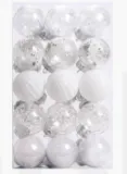 30 Pcs Christmas Ball Ornaments, 2.36 Inch/6 Cm Christmas Balls, Christmas Plastic Decorative Baubles, Shatterproof Christmas Tree Ball for Holiday Wedding Party Decoration, White
