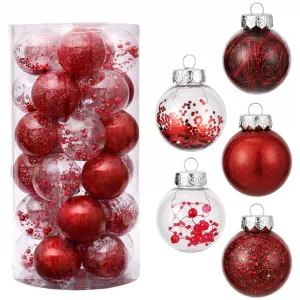 30 Pcs Christmas Ball Ornaments, 2.36 Inch/6 Cm Christmas Balls, Christmas Plastic Decorative Baubles, Shatterproof Christmas Tree Ball for Holiday Wedding Party Decoration, Red