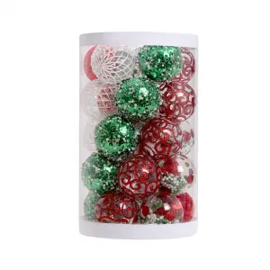 25 Pcs Christmas Tree Ornament Balls, 2.4" Clear Shatterproof Christmas Decoration Balls, PET Painted Christmas Ball Set for Holiday Wedding Christmas Tree Decorations, Red, Green