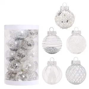 25Pcs 2.36 Inch Christmas Balls Ornaments for Xmas Christmas Tree Decor, Shatterproof Christmas Tree Decorations Hanging Baubles for Holiday Wedding Party, Silver