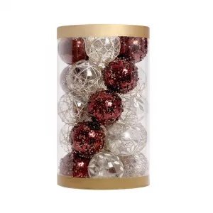 25 Pcs Christmas Tree Ornament Balls, 2.4" Clear Shatterproof Christmas Decoration Balls, PET Painted Christmas Ball Set for Holiday Wedding Christmas Tree Decorations, Coffee, Gold