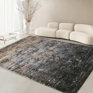 8x10 Area Rugs for Living Room, Machine Washable Non-Slip Ombre Vintage Distressed Accent Rug, Ultra-Thin Soft Large Area Rug for Bedroom Dining Room, Brown Multi