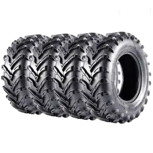 6PR ATV UTV Tires Set of 4 All Terrain 25x8-12 Front 25x10-12 Rear Black