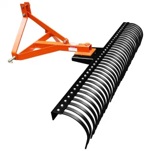 6 FT Landscape Rake for Tractors with 36 Steel Tines, 3-Point Connector, Rust-Resistant Steel, Fits Cat 1/2, Yard & Farm Use