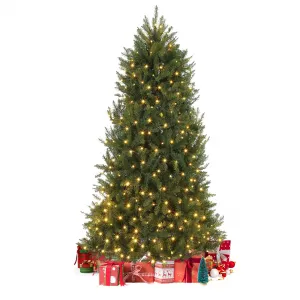 6ft Pre-Lit Artificial Christmas Tree with 450 Warm White Led Lights, Green Xmas Tree with 1838 Branch Tips and Foldable Metal Stand for Christmas Office, Home, Party, Holiday DéCor