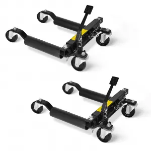 2 Pack Car Wheel Dolly 3000-lbs Load Capacity Mechanical Heavy Duty Vehicle Positioning with Ratcheting Foot Pedal Steel Construction for Car Truck RV Trailer Auto Repair